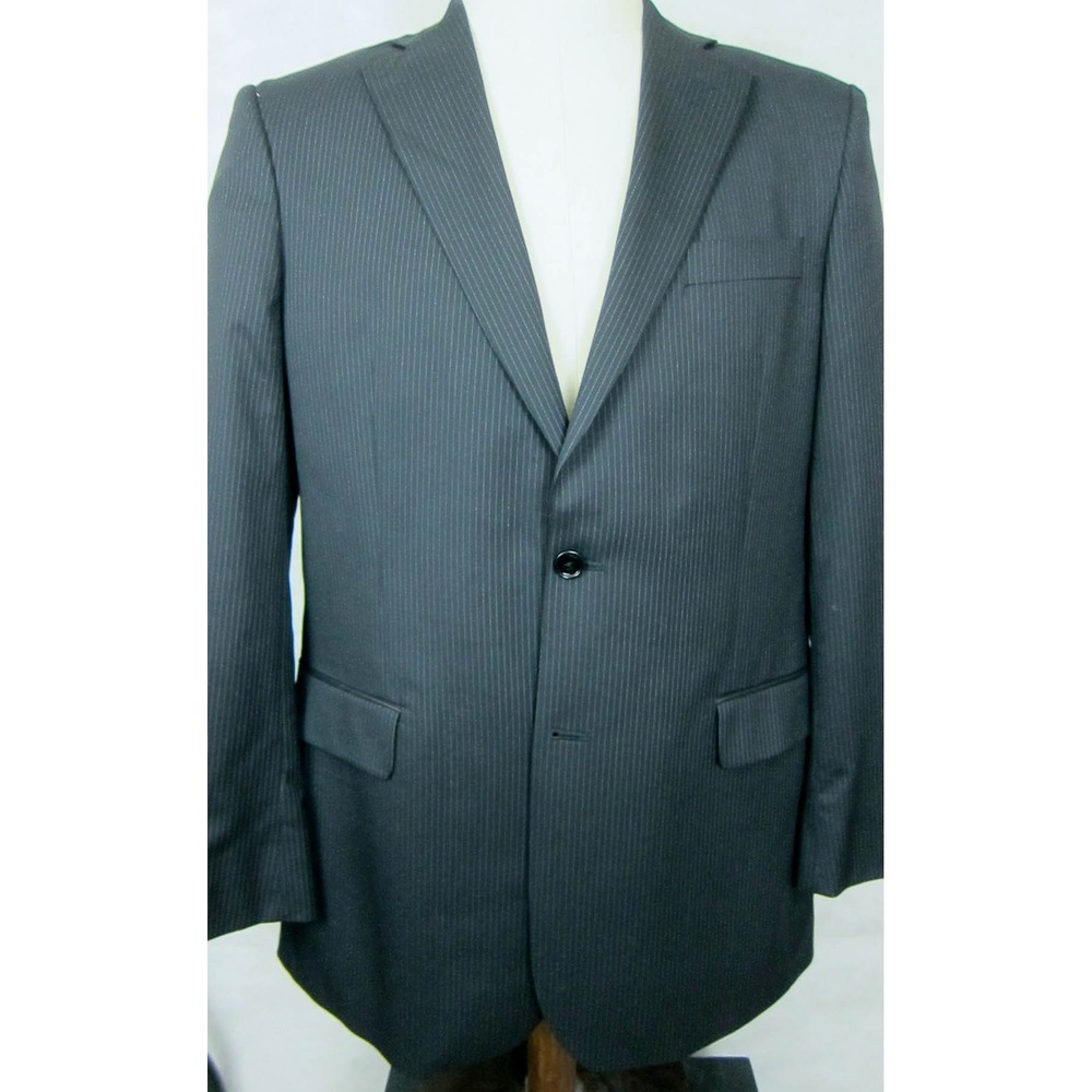 Brooks Brothers 346 Black Pinstripe 4-Season Wool Suit 42L 38x29 Two Button
